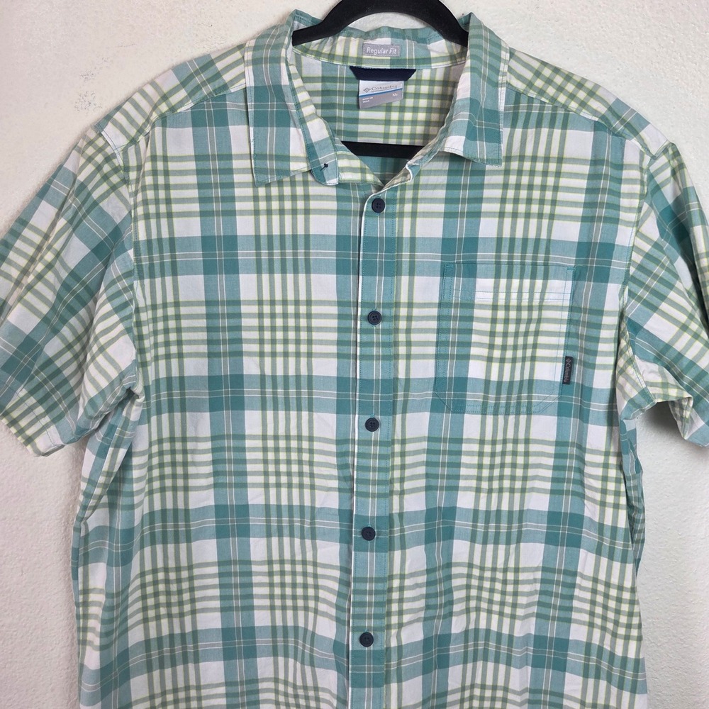 Columbia Mens Button Up‎ Shirt XL Short Sleeve Plaid Outdoor Fishing Hiking - Picture 6 of 10